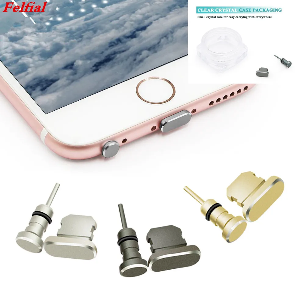 

Aluminium Alloy Dust Plug 3.5mm Earphone Jack Port + Mobile Phone Charge Port For Apple iPhone X XR XS XS Max 8 7 6S 6 Plus 5 SE
