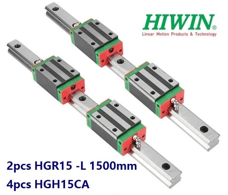 100% оригинальный Hiwin rail HGR15 -L 1500 мм + 4 узких блока HGH15CA для ЧПУ 2 шт. | Обустройство