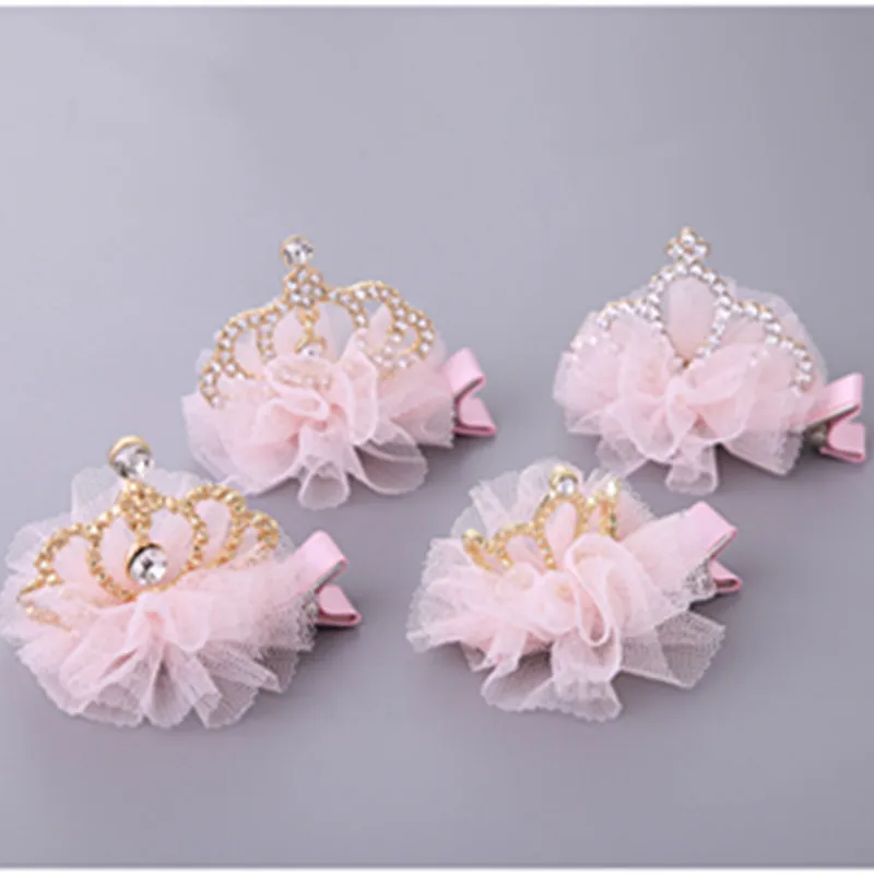 

Dog Grooming Crown Clip Pet Dog Hair Decoration Elegant Hairpin Bud silk yarn flower hair ornament does hair crown