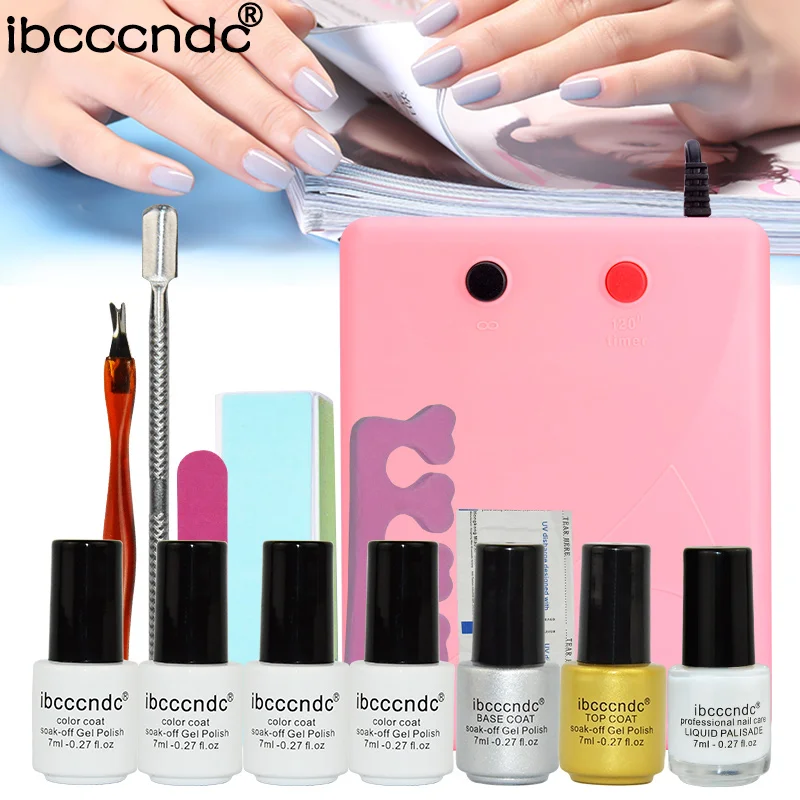

Professional manicure tool 36w UV Lamp+4 color uv Gel varnish Top Base Coat+latex liquid nail protection glow nail polish set