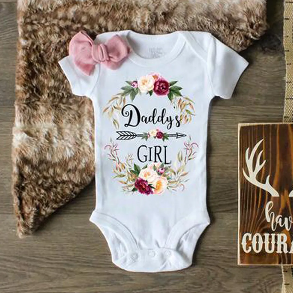 

SAGACE 2019 New Arrived Letter Floral Print Infant Baby Girl Clothes Toddler Infant Baby Girls Floral Print Cute Clothing