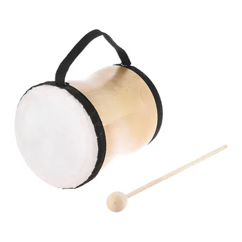 ammoon Wood Hand Bongo Drum Early Education Musical Toy Percussion Instrument with Stick Strap for Kids Children