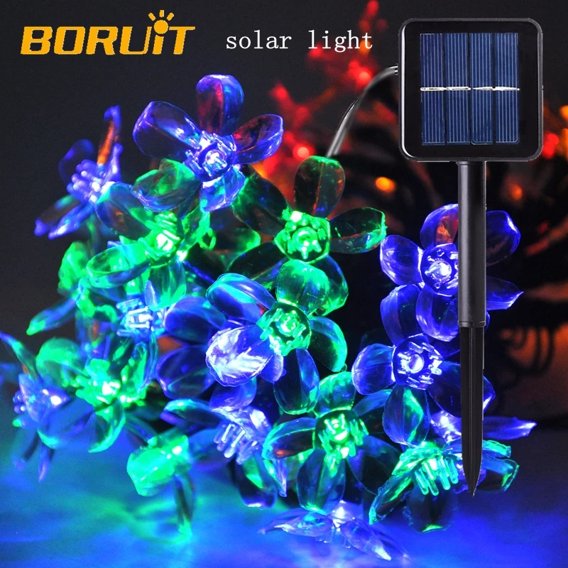 

50 LED Peach Flower Solar Lamp Patio Garden Outdoor Solar String Wedding Party Christmas Tree