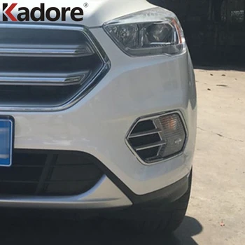 

For Ford Escape Kuga 2017 2018 2019 Car Accessories Front Fog Lamp Cover Head Fog Light Cover Trim ABS Crhome 2pcs