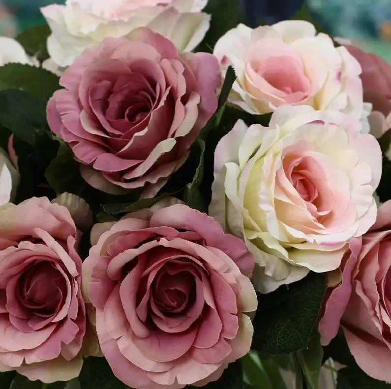 Hedvábná růže květ nejvyšší stupeň neznečišťující Umělá květina simulace Svatba nebo domácí dekorativní květina doprava zdarma