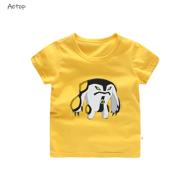 Новинка; детская футболка с героями мультфильма «Омнитрикс Бен 10» для мальчиков и девочек; детская футболка; летние топы для малышей; футболки с героями мультфильмов - Цвет: yellow 2