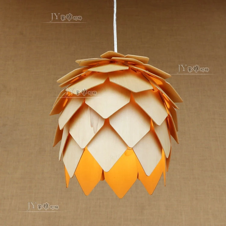 

is the sitting room the bedroom restaurant cafe simple atmospheric type wooden pinecone suck chandelier on the head