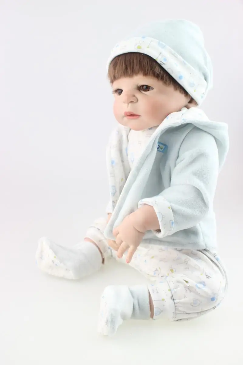 

55cm Full Silicone Bebe Reborn Baby Boy 22" Vinyl Newborn Babies Doll Lovely Birthday Gift Waterproof Doll Toys Red Skin