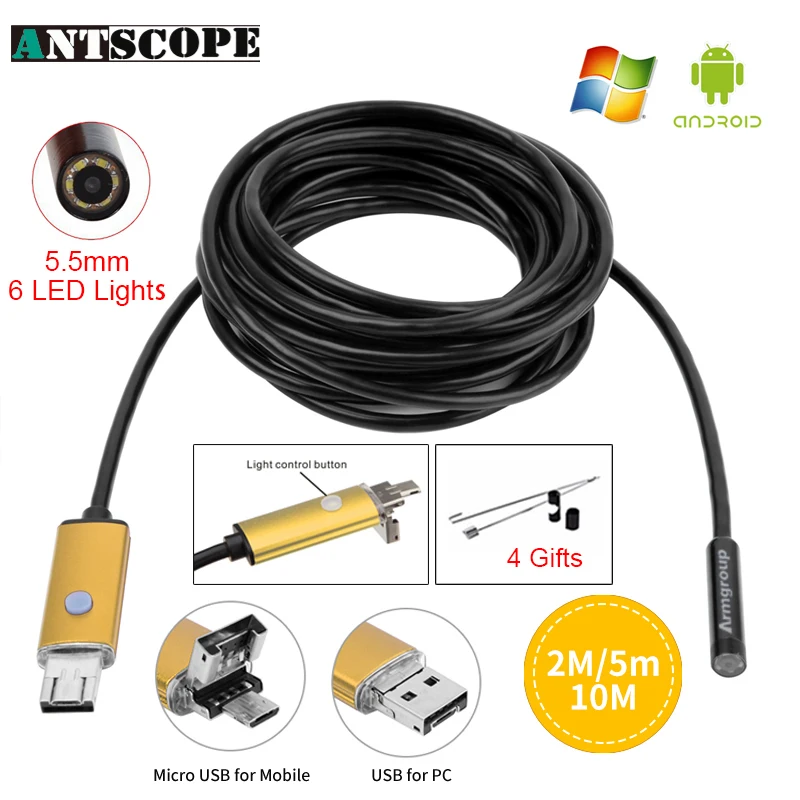 bilder für Antscope Gold Endoskop 5,5mm 2IN1 2 Mt 5 Mt 10 Mt USB Android Kamera HD Inspektion OTG IP67 USB Endoscopio Kamera-handy Endoskop bilder für Antscope Gold Endoskop 5,5mm 2IN1 2 Mt 5 Mt 10 Mt USB Android Kamera HD Inspektion OTG IP67 USB Endoscopio Kamera-handy Endoskop
