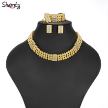 Shamty цвет чистого золота эфиопские наборы бижутерии удлиненные чокеры, Эритрея Нигерия Кения Habasha Стиль Синий Камень Африканский комплект A300060