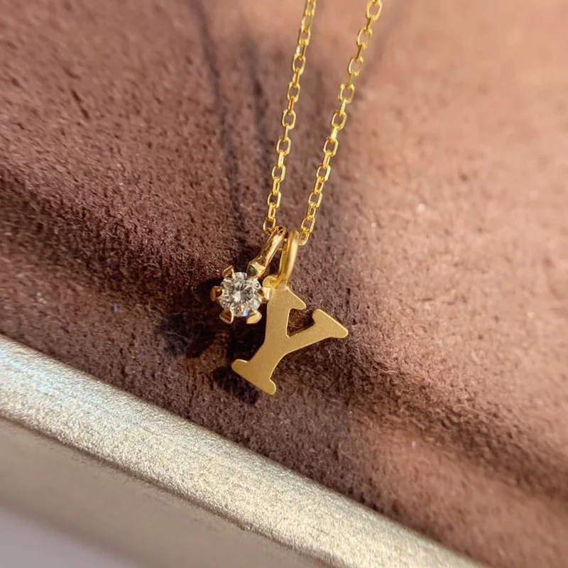 

letter necklace with 18 k gold jewelry 18 k gold diamond 26 letters clavicle necklace to send his girlfriend a gift