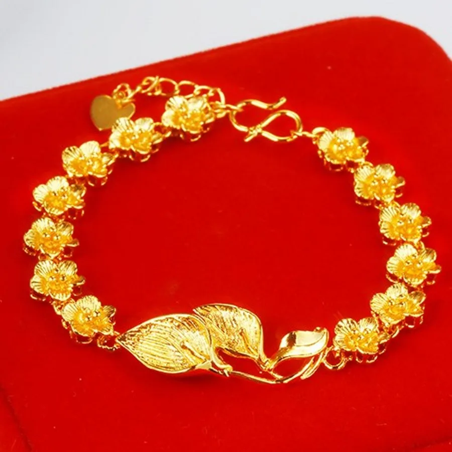 Красивый браслет с цветком лилии Шарм позолотой желтого цвета женская бижутерия