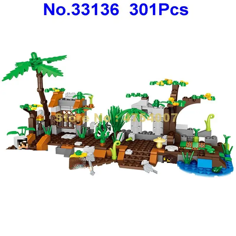 

33136 301pcs 2in1 my world jungle monkey paradise lele 3 figures building block Toy