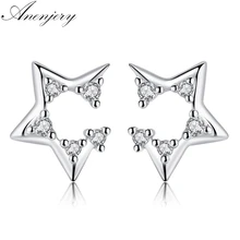 Anenjery простые персональные циркониевые серьги в форме звезды для женщин, подарок для девушек, 925 пробы серебряные сережки oorbellen S-E635