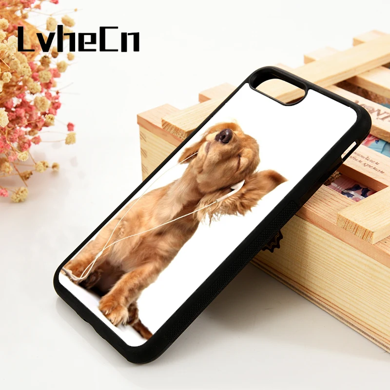 

LvheCn 5 5S SE 6 6S Phone Cover Cases For iPhone 7 8 PLUS X Xs Max XR Soft Silicone Rubber cute animal cocker spaniels dog puppy