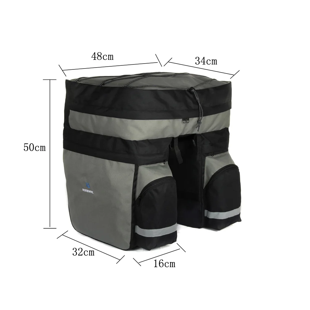 ROSWHEEL 60L Водонепроницаемая велосипедная сумка с двойными боковыми задними