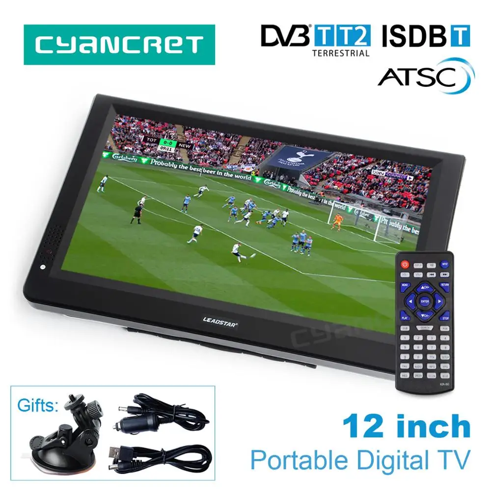 LEADSTAR 12 inch HD Portable TV DVB T2 ATSC ISDB T tdt Digital and