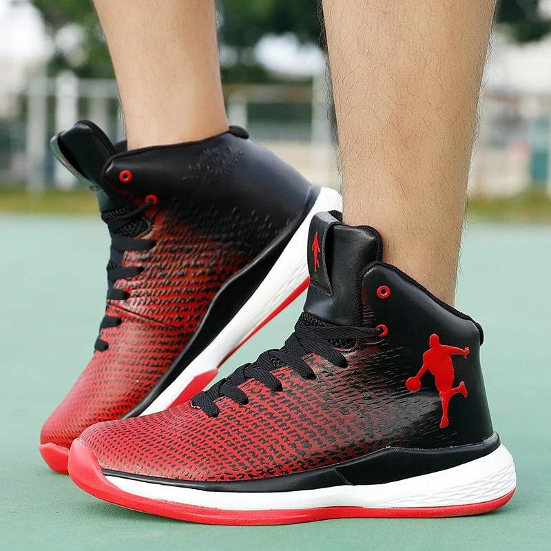 

BOOMING Men High Top Basketball Shoes Breathable Anti-Skid Basketball Boots Outdoor Sports Jordan Shoes Gym Traning Sport Shoes