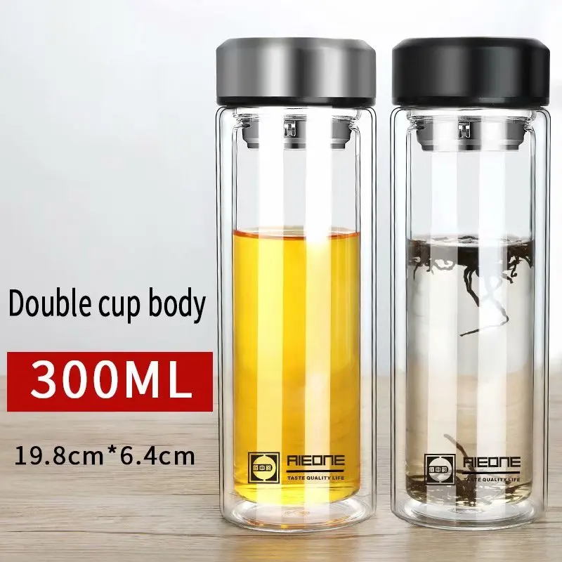 Glass Tea Cup Mugs With Lid Tea Infuser Double Walled Glass Cups Coffee Mug Bottle for Water Heat-resistant Glass Water Bottles