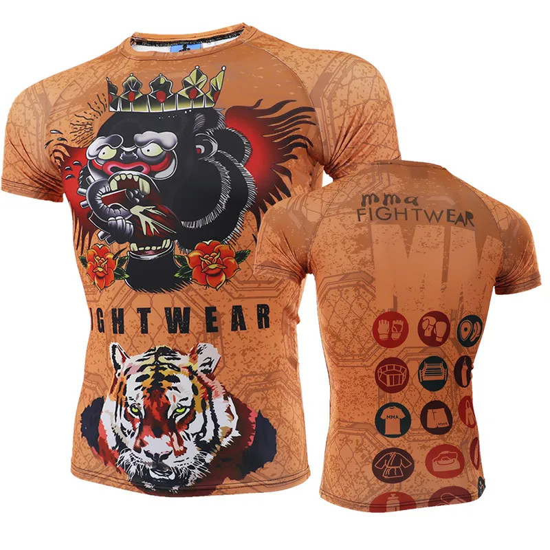 

VSZAP Tights Conor Gun Printed Short Sleeve MMA Fight Sanda UFC Fighting Muay Thai Fitness T-shirt Men Quick Dry Clothing