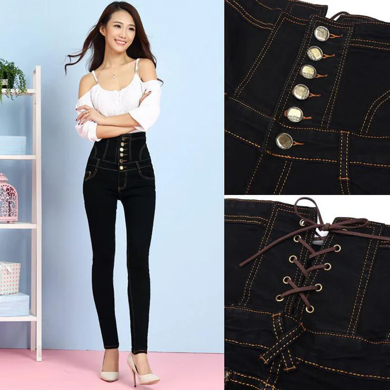 Джинсы женские с высокой талией черные винтажные джинсовые длинные зауженные брюки размера плюс 6XL женские джинсы Camisa Feminina женские толстые брюки