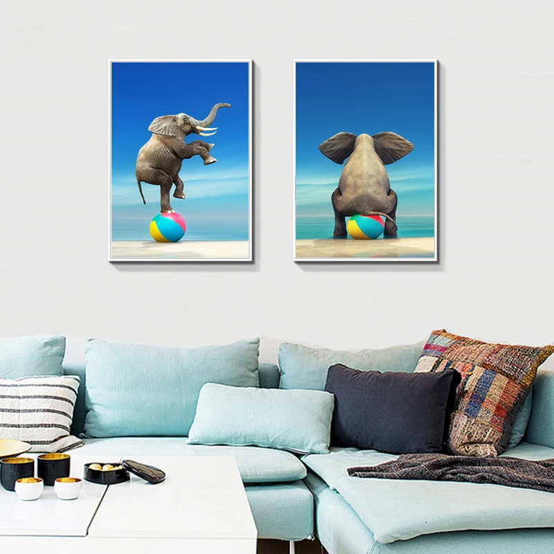 Gohipang-Elephant-Circus-Show-Abstract-Landscape-Art-Canvas-Painting-Print-And-Poster-Picture-Wall-Home-Decor (1)