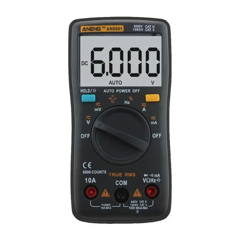 

True-RMS Digital Multimeter Auto Range 2000/6000/9999 Counts Ohm Temperature Back Light AC/DC Voltage Ammeter Current Meter