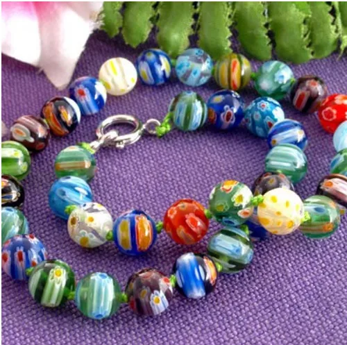 

1PCS/Lot Millefiori Glass Lampwork Murano Round Beads Necklace HOT