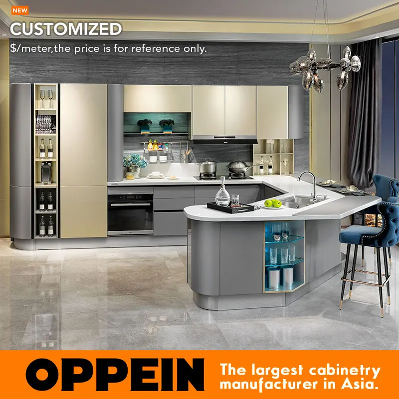 

Custom North American Project Modern Lacquer Small Kitchen Designs OP15-036