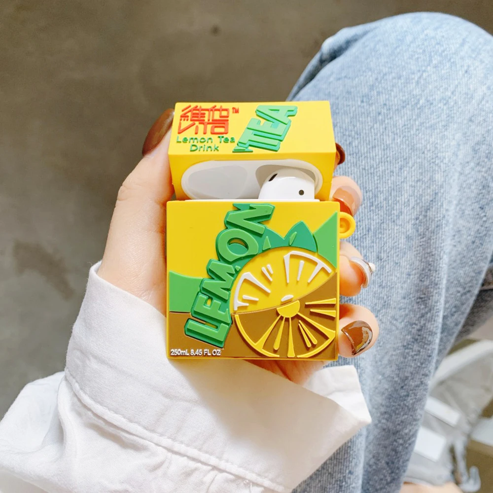 

Cartoon Drink Silicone Case For Apple AirPods Case Wireless Bluetooth Earphone Protective Protable Case Newest Accessories Box