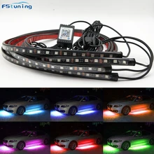 ^#Cheap FSTUNING RGB LED Strip LED Under Car Glow Underbody System Neon Light phone App control 60 90cm Car waterproof auto car styling Buy Online