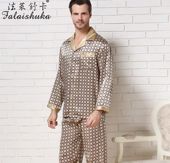 

3XL mens silk pajama sets 2019 long sleeve Man silk pajamas Male silk pajama pants stain pajama Two Piece sets plus size