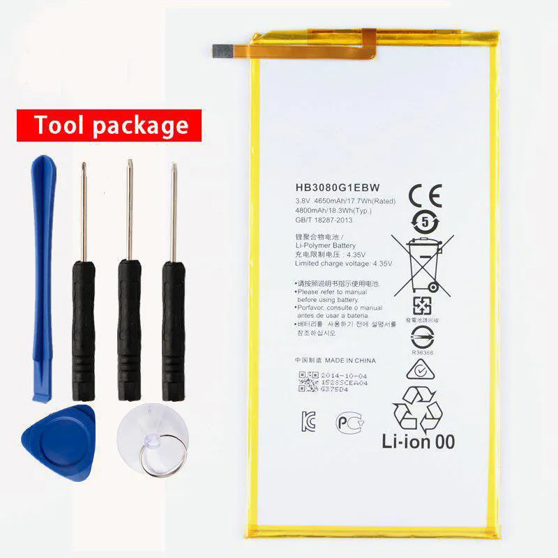 

Original HB3080G1EBW Tablet PC Battery For Huawei S8 701U S8-701W S8-701uT1-821W T1-823l M2-803L 4650mAh