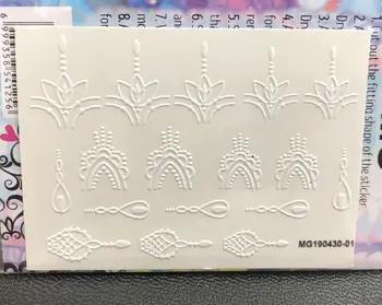 

1pc 3D pure white series Nail Sticker Embossed Flower Nail Water Decals Empaistic Nail Water Slide Decals Fashion Nails#3D0020