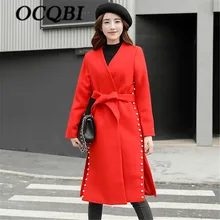 Зимний Элегантный шерстяной пояс для женщин для похудения пальто высокого качества OL офисное модное пальто Новое поступление Женская одежда