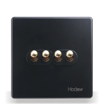 

Home Furnishing Wall Switch Socket, 86 Type Concealed Black Steel Frame, Four Open Double Control Switch, PC 220V 10A