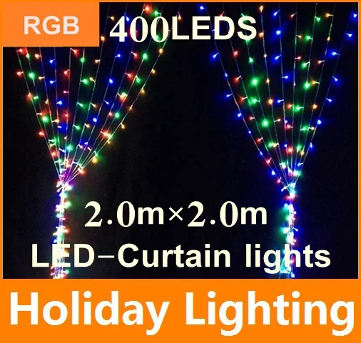 

2*2m led Curtain net string light Garden Plaza outdoor decoration 110V 220V 400leds christmas Holiday Decoration Lighting
