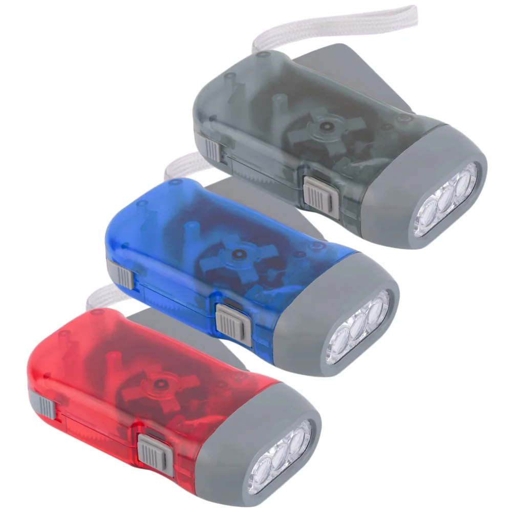 

Torch Wind Up Hand Press Rechargeable Torch 3 LED Camp Flashlight Small