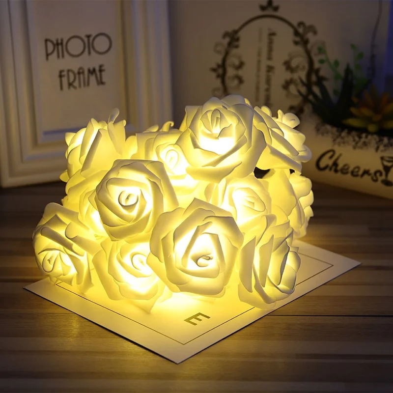 HOT SALE Battery Operated LED Rose Flower Christmas Holiday String Lights For Valentine Wedding Decoration 10/20 LED Lamp