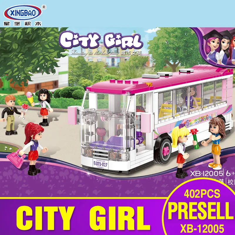 X Models Building toy Compatible with Lego X12005 402Pcs School Bus Blocks Toys Hobbies For Boys Girls Model Building Kits