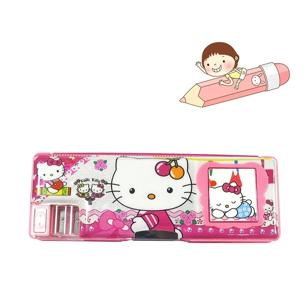 

VC0400006 Cartoon Creative Durable Fine Stationery Box Multifunction Double Children Pencil Case Two Pencil Sharpener Calculator