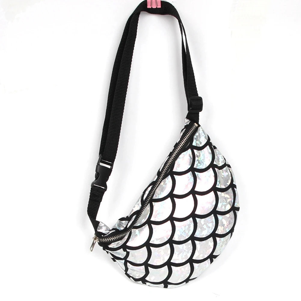 

Waist Bag Crossbody Soft Holiday Multi Use Belt Pouch Money Wallet Small Fish Scale Look Washable Travel Bag Zipper Closure
