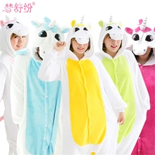 Halloween Women Unicorn Pajamas Sets Women Flannel Animal Pajamas Kits For Kingurumi Sleepwear Winter Night-suit Set Pajamas