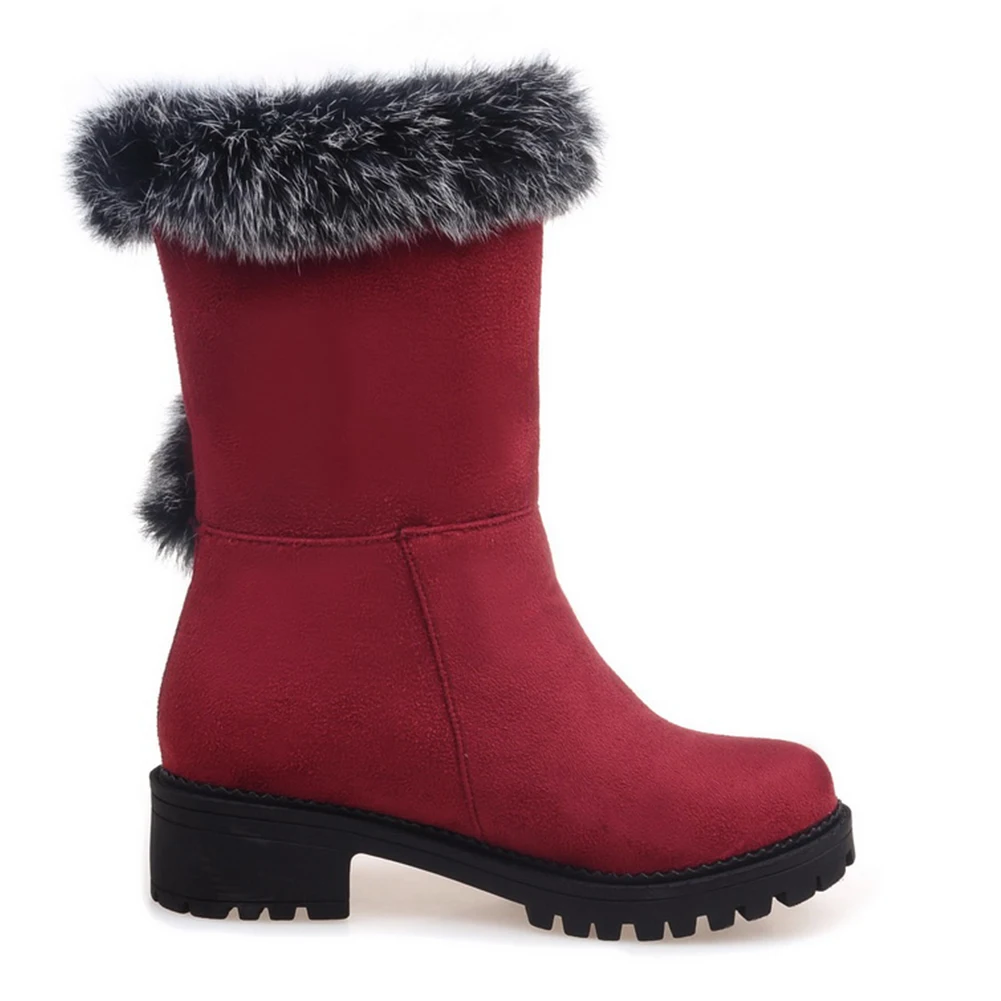 KARINLUNA/ г. Женские зимние ботинки на не сужающемся книзу массивном каблуке размера плюс 30-52 Женская модная удобная обувь женские ботинки до середины икры на меху