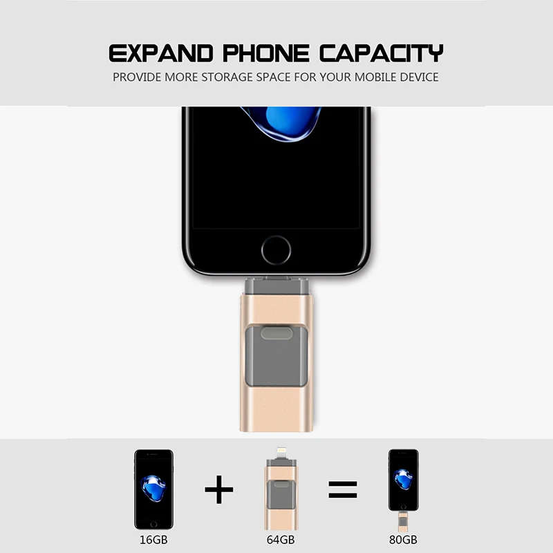 3IN1 OTG USB флэш накопитель 64 ГБ Флешка для хранения memory stick iphone X R 8 7 6 S IPad флеш