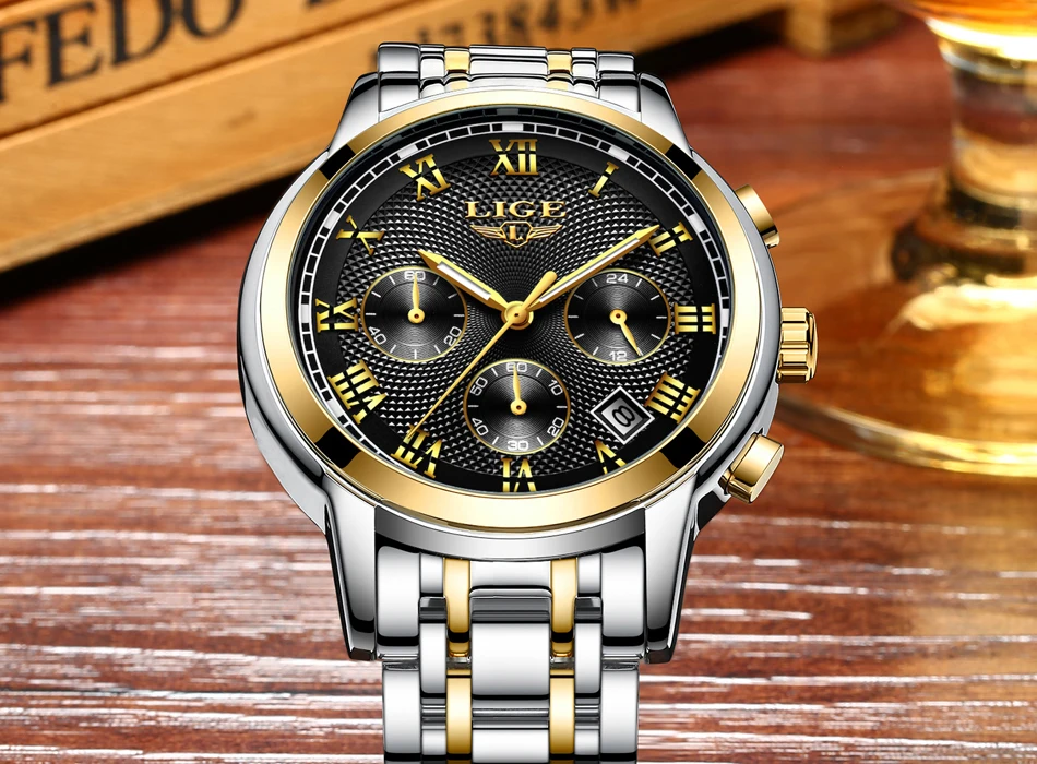 LIGE мужские s часы лучший бренд класса люкс модные золотые часы Мужские кварцевые часы водонепроницаемые спортивные наручные часы полностью стальные часы Relogio Masculino