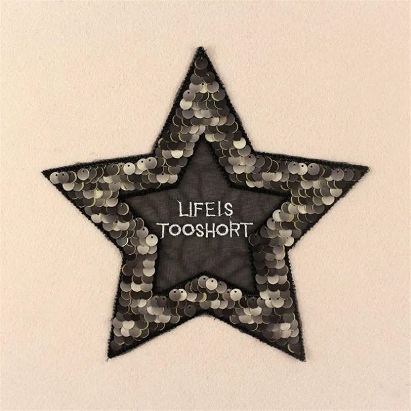 

Girl men clothes sequins letter patch deal with it 23cm star iron on patches for clothing t shirt/jeans/dress free shipping