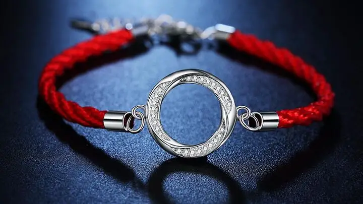 

Free shipping red black 151 9 Trendy silver Bracelet 1 circle Women Bracelet on sale for gift Natural Style Bracelet