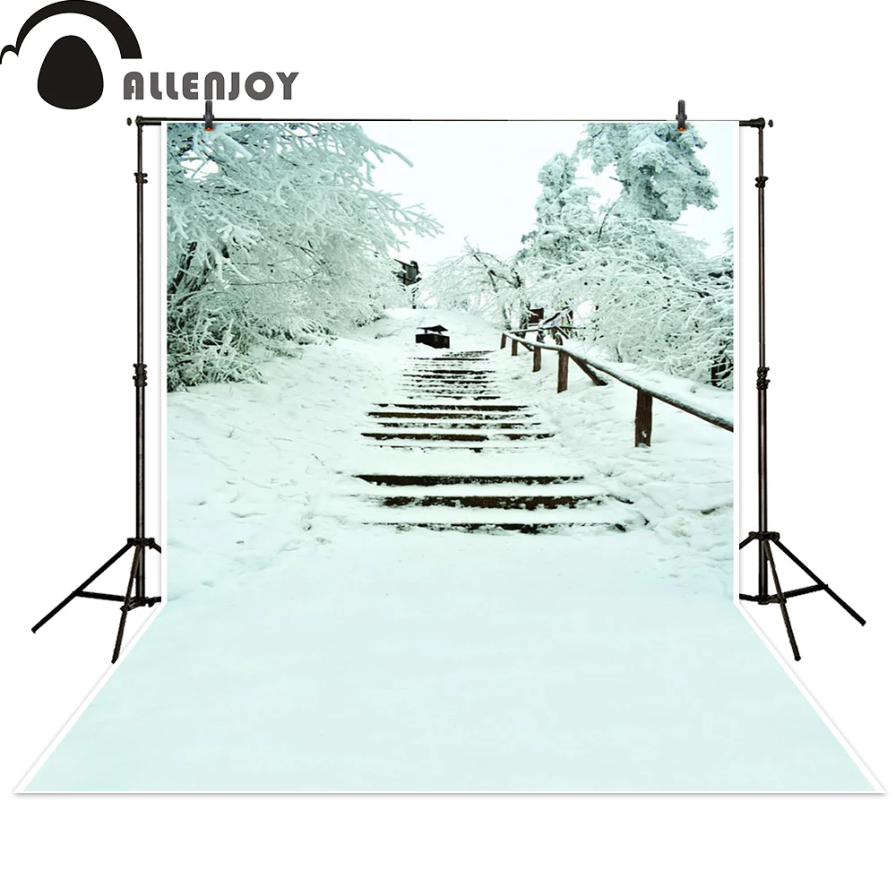 Задник allenjoy snow steps Зимнее дерево фотосессия оригинальный дизайн настроить