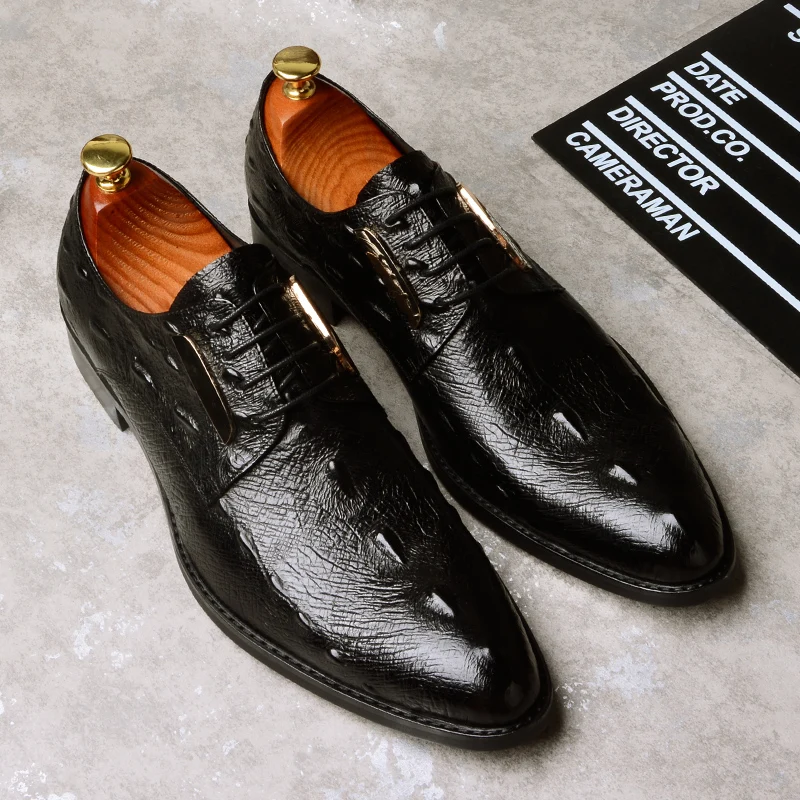 

Summer Men Dress Shoes Genuine Leather Shoes Breathable Crocodile Pattern British Style Men Shoes Causal Business Shoes
